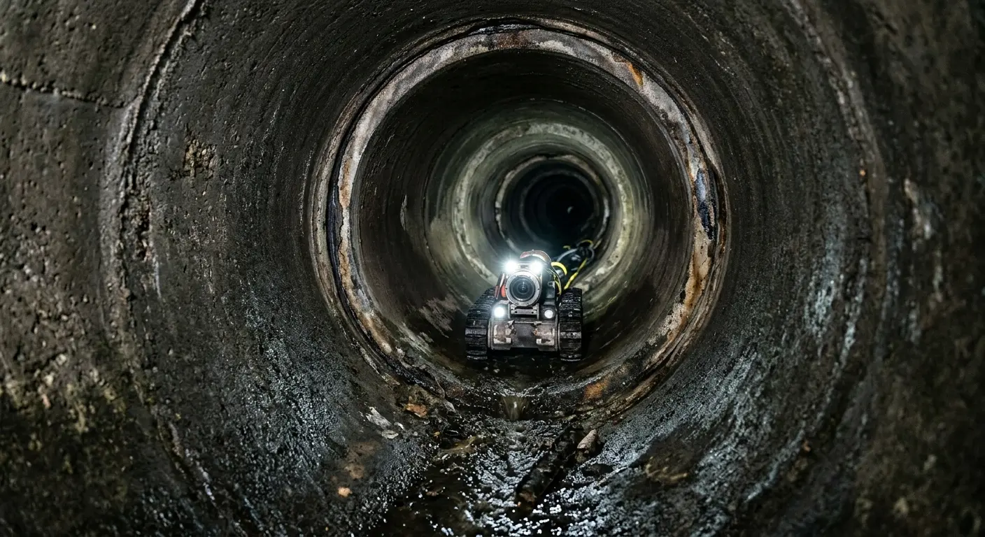 Robotic sewer camera inspecting pipe interior for Sewer Line Repair in Lucas
